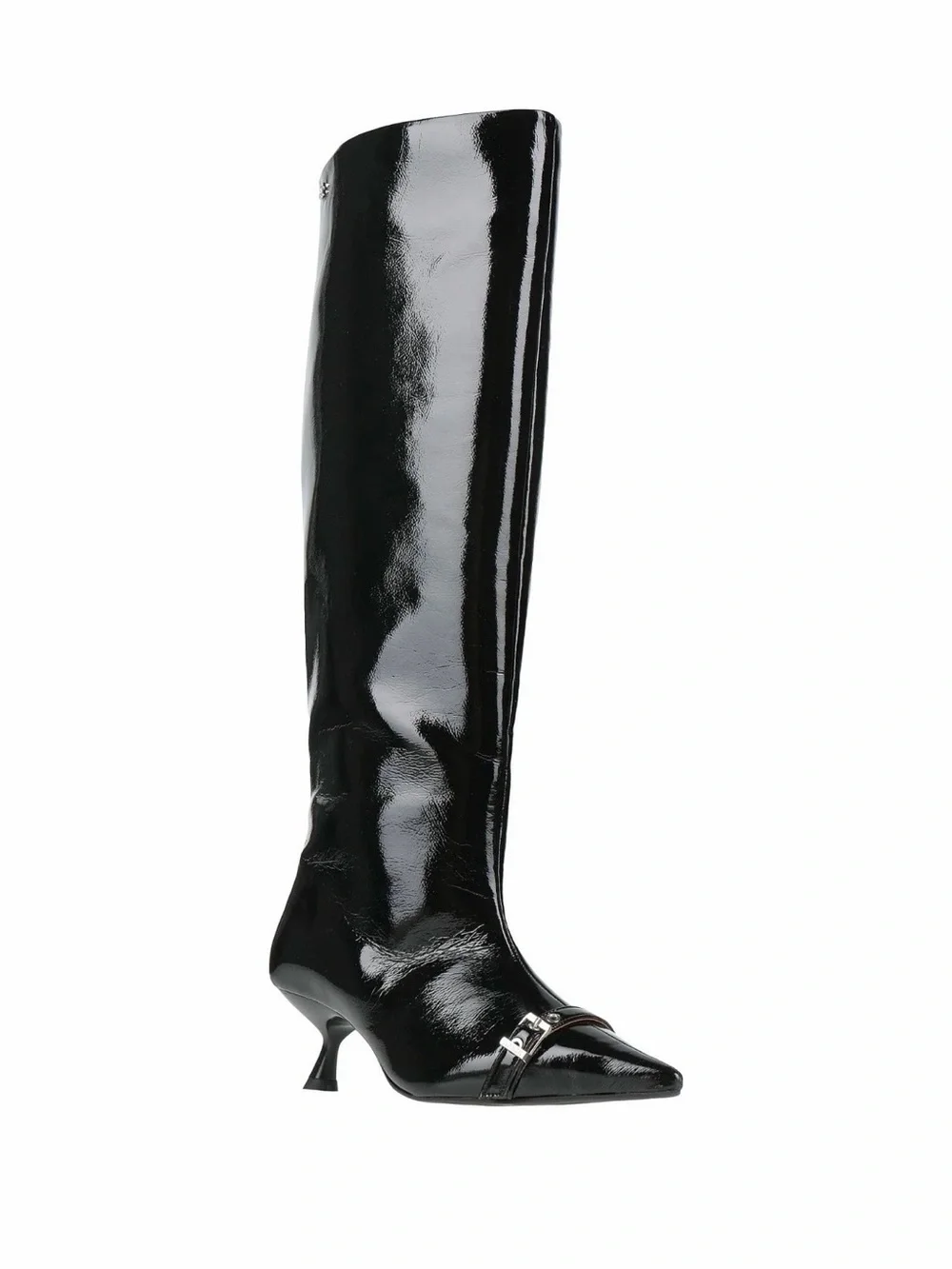 Ganni Black Patent Over-the-Knee Pointed Toe Boot